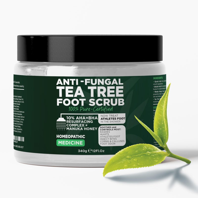 Foot Scrub with Tea Tree Oil  Callus Remover For Feet  Exfoliating Scrub with Salicylic and Glycolic Acid for Dead Skin Athletes Foot Warts Corns Rashes Foot Odor Insect Bites and Foot Care